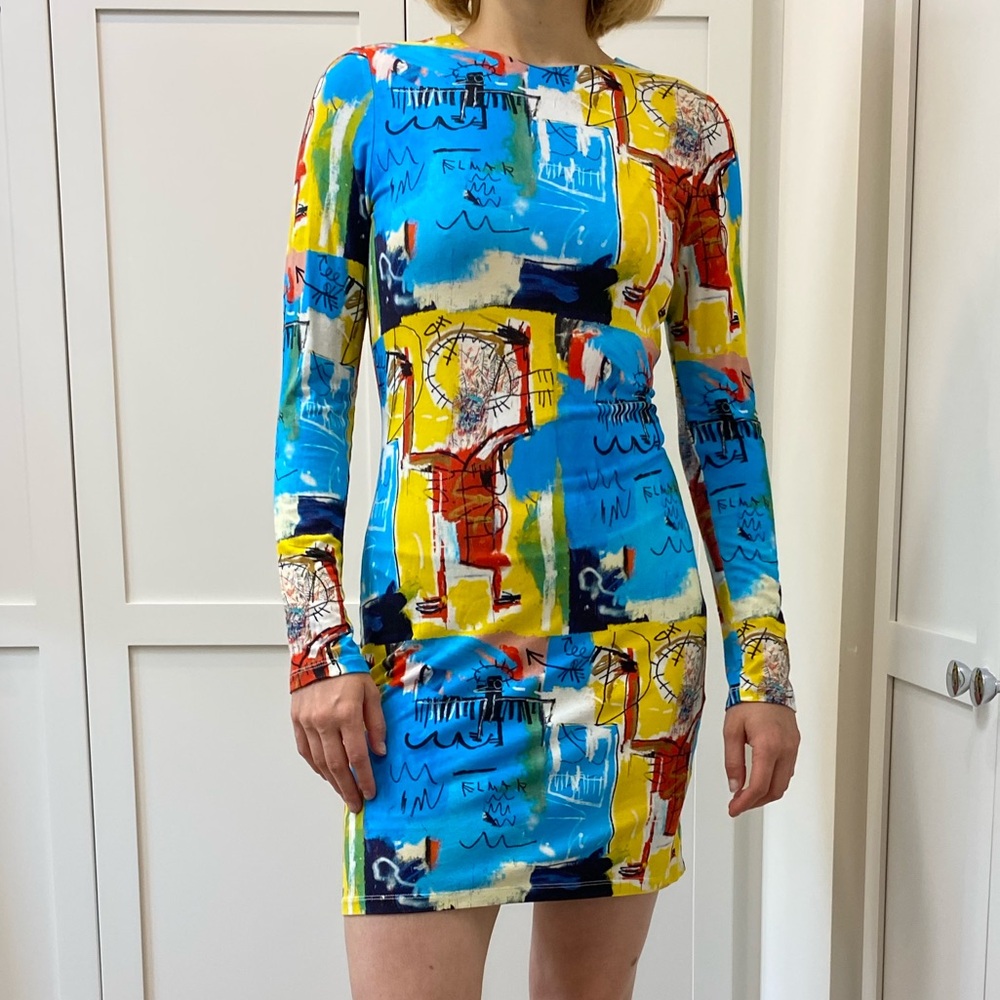Alice + Olivia Basquiat print long sleeve dress size 8